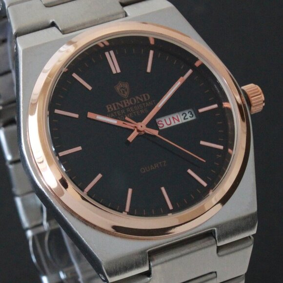 Men's Integrated Bracelet Sports Watch Stainless Steel Radiant Black Dial 40mm - Picture 8 of 14